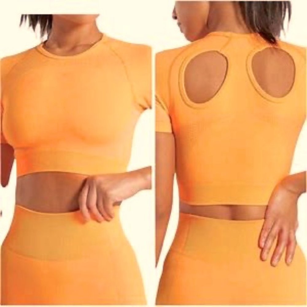Gymshark Ultra Seamless Crop Top - Orange - Size L